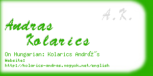 andras kolarics business card